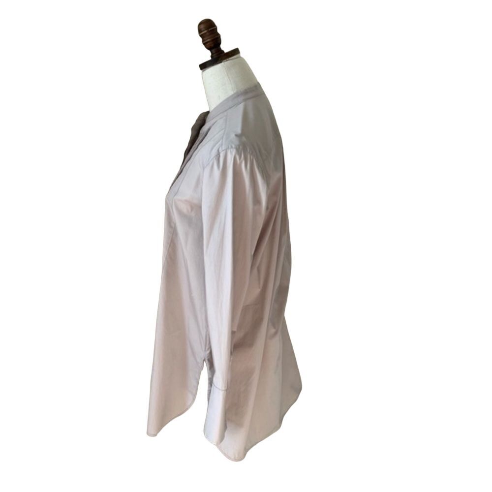VINCE Poplin Pleat Cotton Tuxedo Tunic‎ Beige Button Down Shirt Size Small - Picture 5 of 11